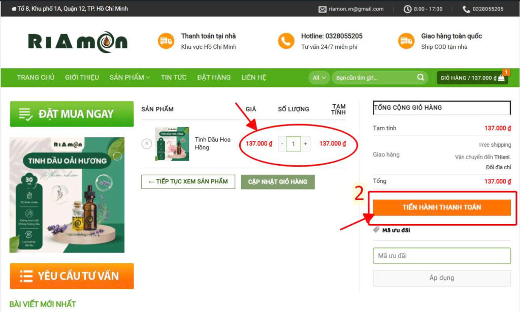 Hướng dẫn mua hàng tại RiAmon