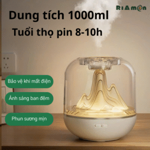 Máy phun sương tạo độ ẩm Mountain Glow là sự hòa quyện hoàn hảo giữa máy tạo độ ẩm, đèn ngủ và khuếch tán tinh dầu, mang đến không gian sống thanh bình và độc đáo.
